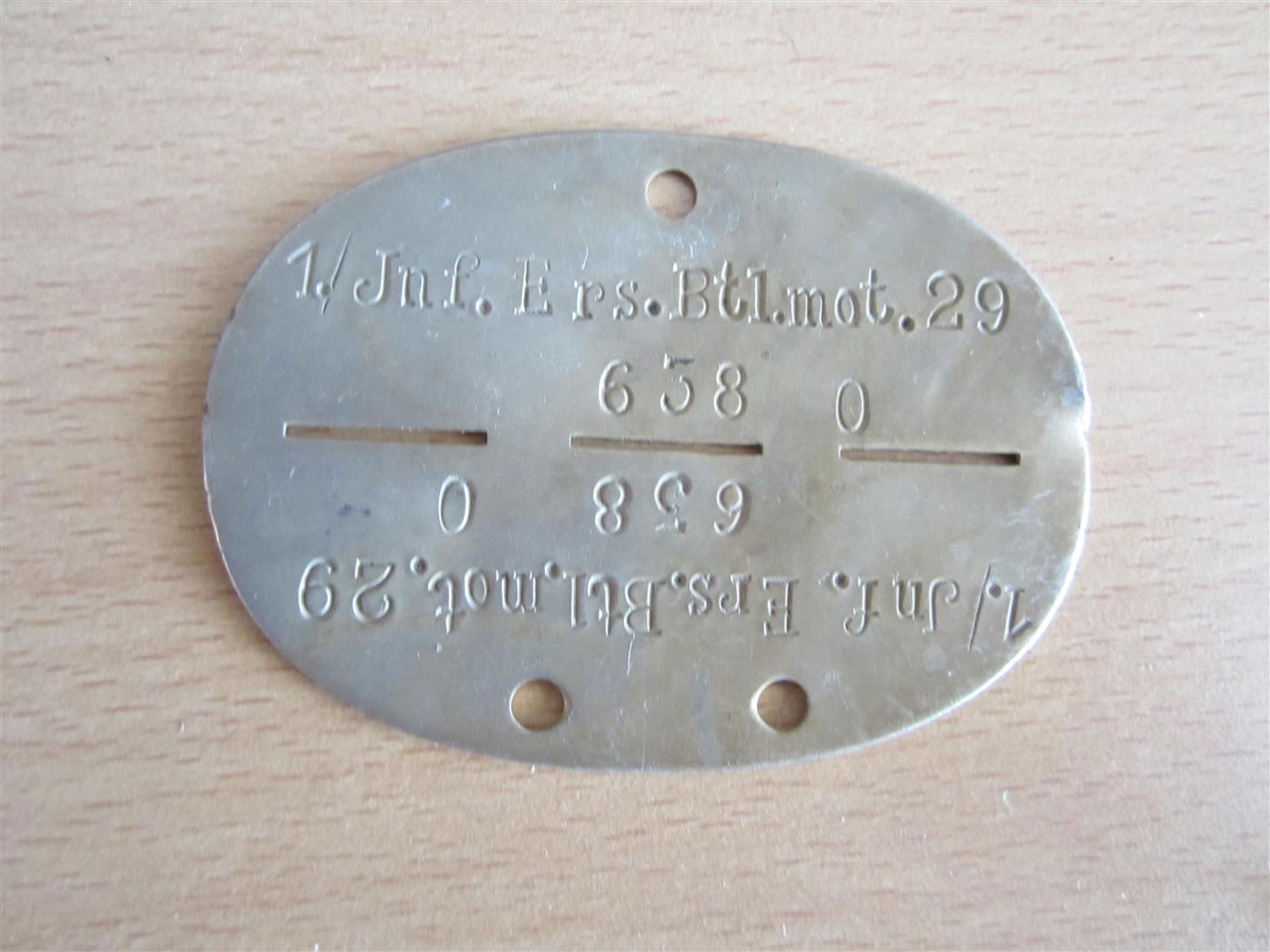 WW2 WH Motorised Infantry Dog Tag